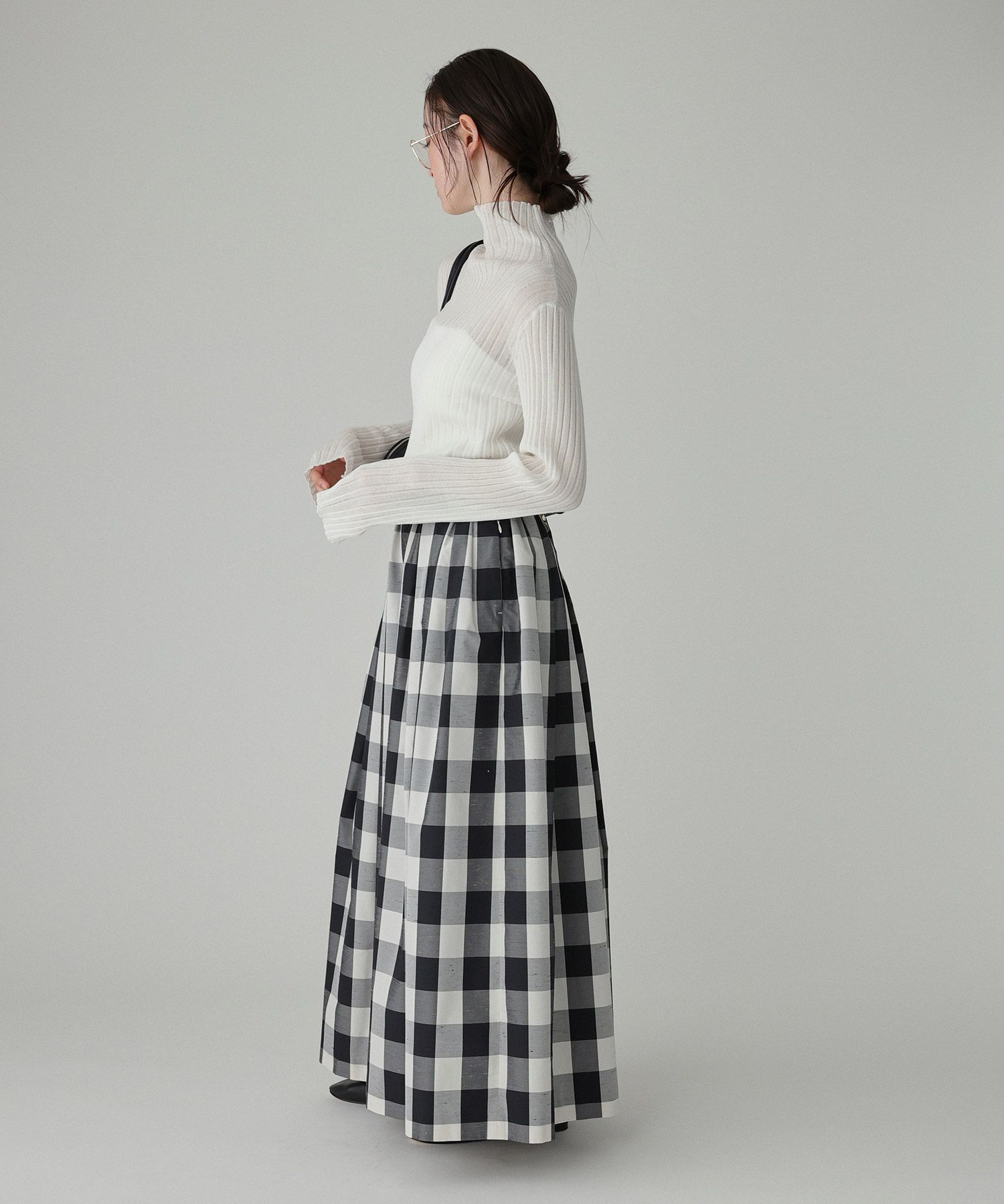 BABYLONE「チェックシャンタンスカート」|スカート|
