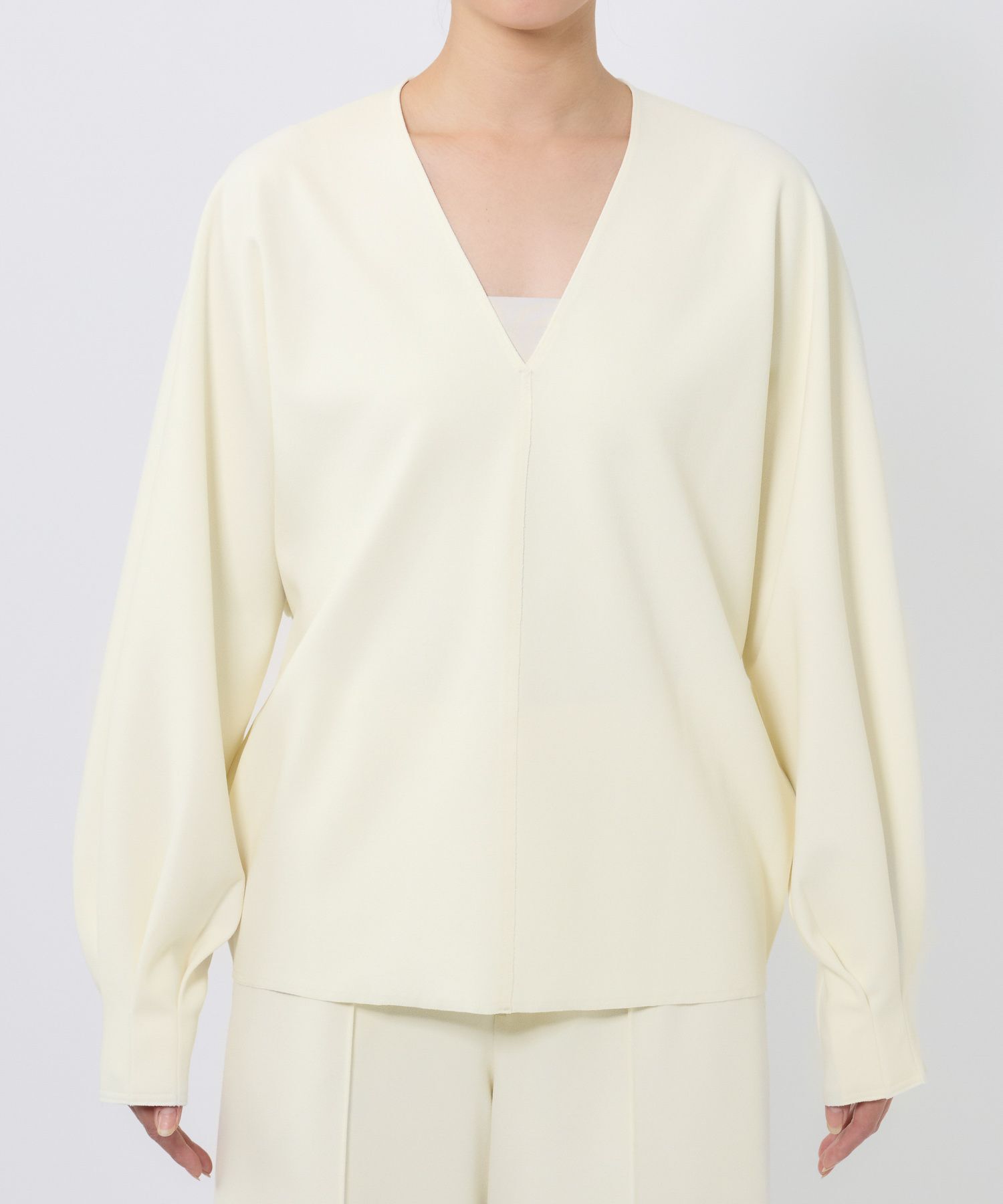 BABYLONE「【多機能素材】ジョーゼットVネックプルオーバー」|シャツ・ブラウス|