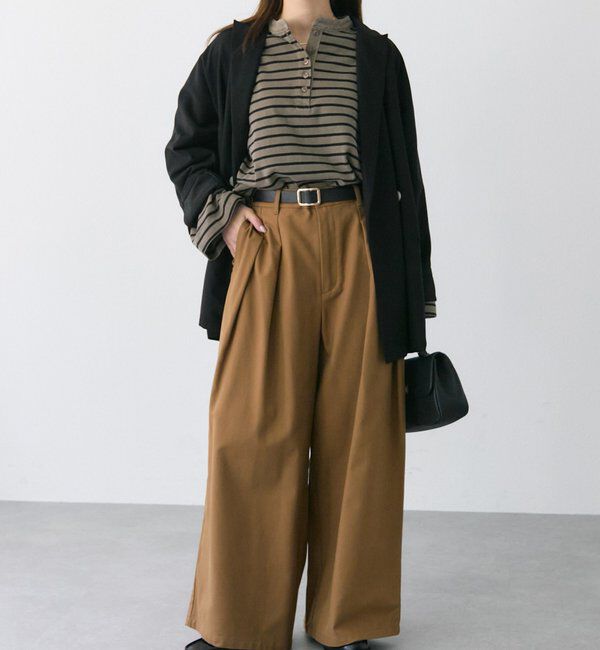  「コットンレーヨンツータックワイドパンツ」|その他|