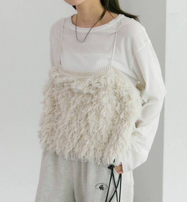  「フリンジジャガードニット細紐ビスチェ」|ニット・セーター|