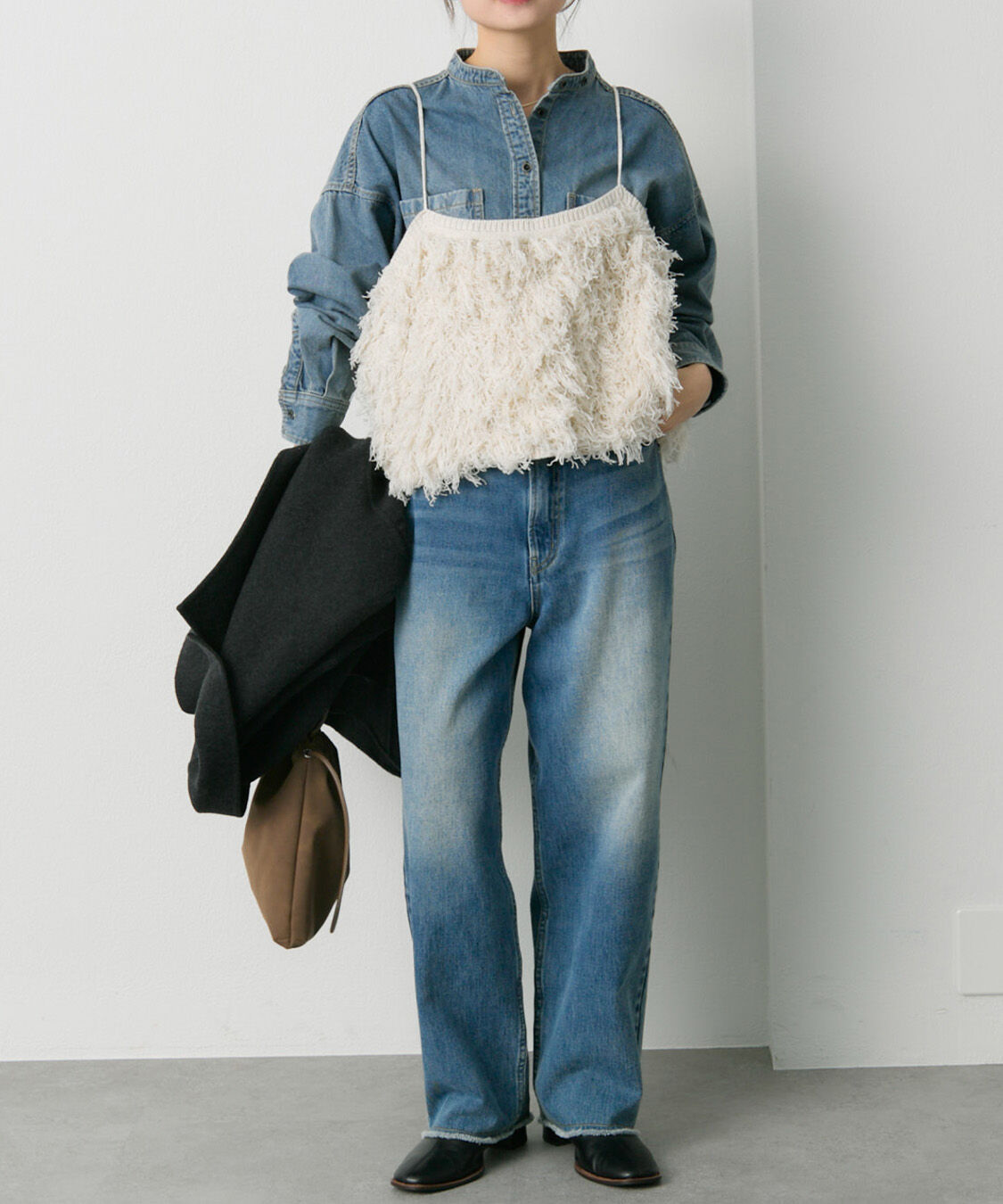  「フリンジジャガードニット細紐ビスチェ」|ニット・セーター|