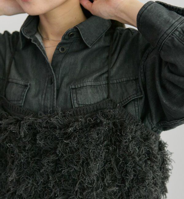  「フリンジジャガードニット細紐ビスチェ」|ニット・セーター|