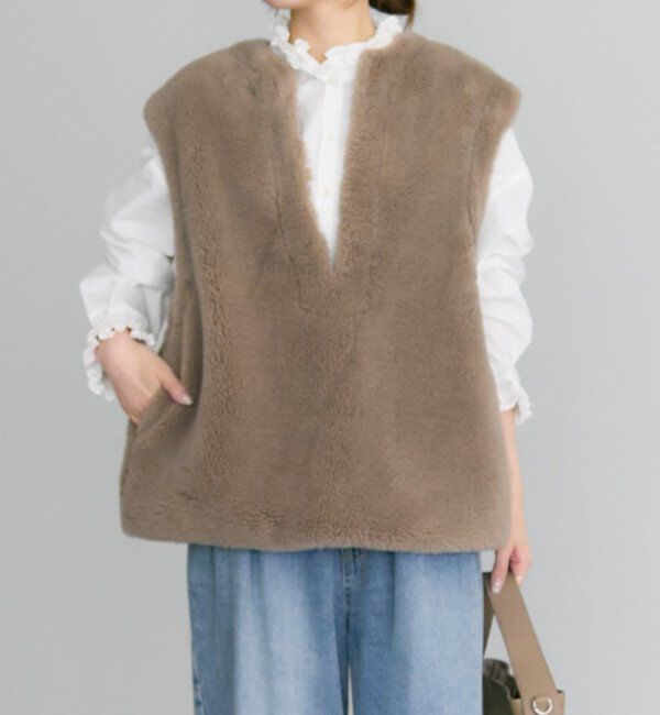  「リサイクルボアベスト」|ダウンベスト・ベスト|ベージュ