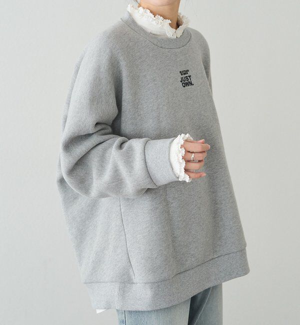  「裏ボアロゴ刺繍スウェット」|プルオーバー|グレー