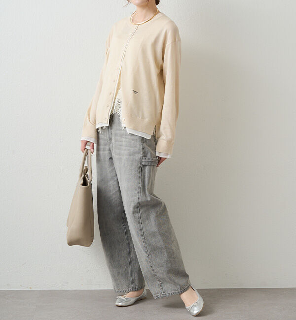  「レイヤード風配色ニットカーディガン」|カーディガン|