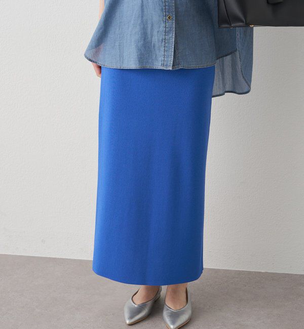  「＼累計1万枚突破！／《-3kg見え》【Du noir】ナロースカート」|スカート|ブルー