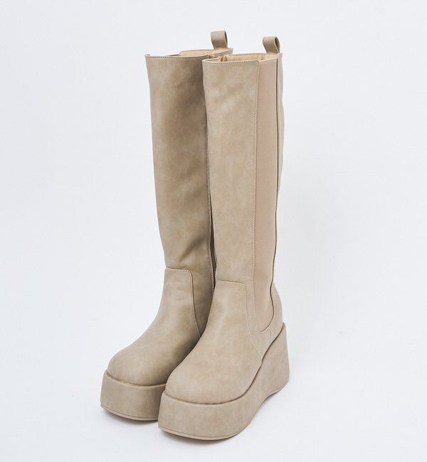  「【マイナス3キロ見え/SNSで話題】厚底サイドゴアロングブーツ」|その他|