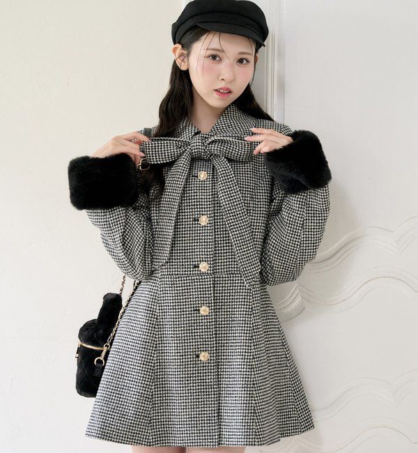  「リボンミドルコート/SMサイズあり」|その他|ブラック