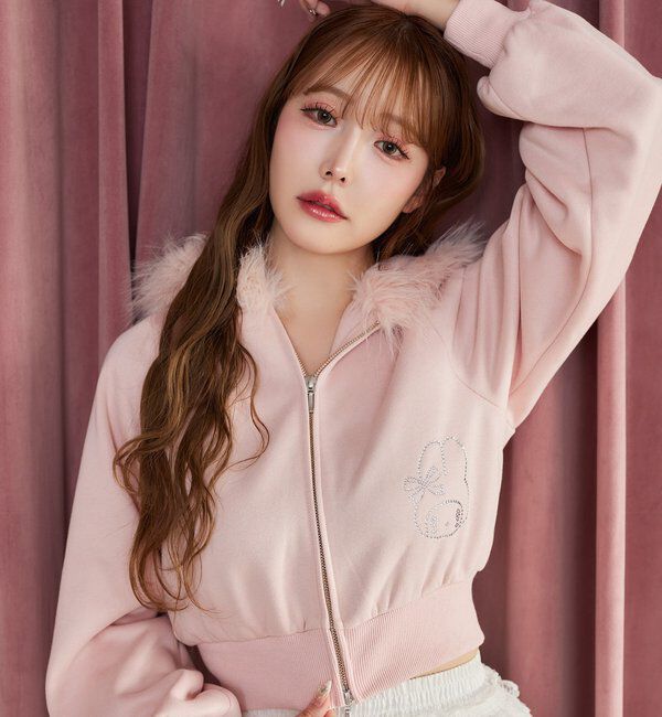  「【マイメロディ／クロミコラボ】ファー付きパーカー」|パーカー|ピンク