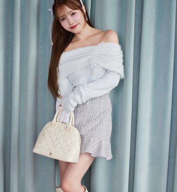  「パール&times;ビジューオフショルニット」|ニット・セーター|