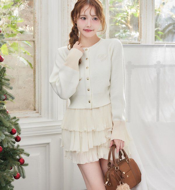  「配色袖刺繍入りカーデ」|ニット・セーター|