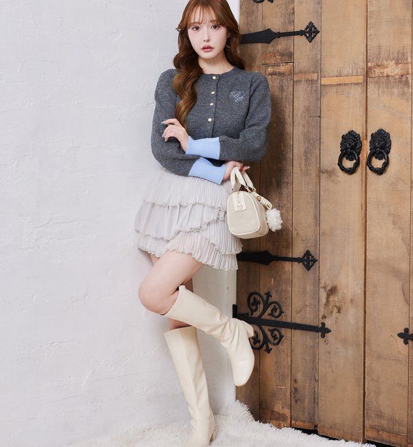  「配色袖刺繍入りカーデ」|ニット・セーター|