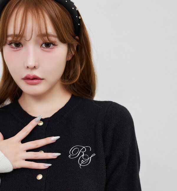  「配色袖刺繍入りカーデ」|ニット・セーター|