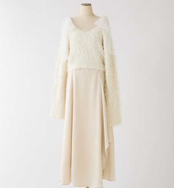  「肩リボンニットセットワンピース」|ワンピース|