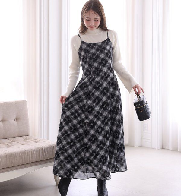  「肩リボンニットセットワンピース」|ワンピース|