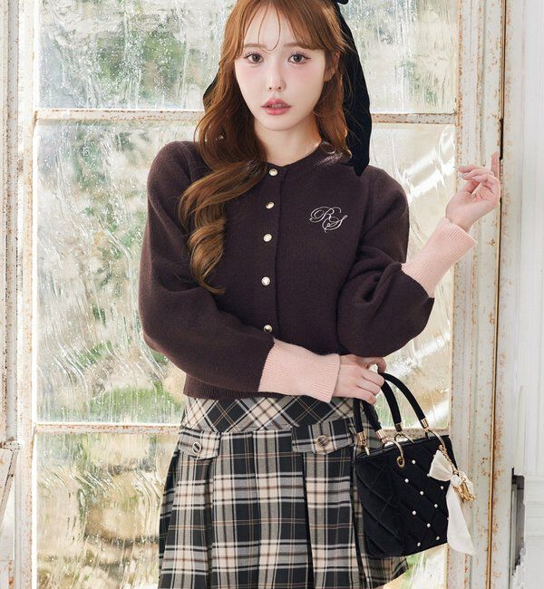  「金ボタンボックスプリーツミニスカート」|スカート|