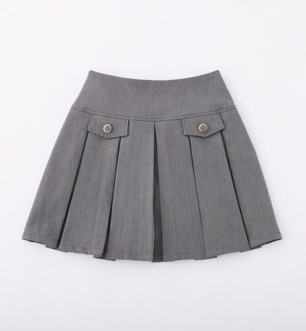  「金ボタンボックスプリーツミニスカート」|スカート|