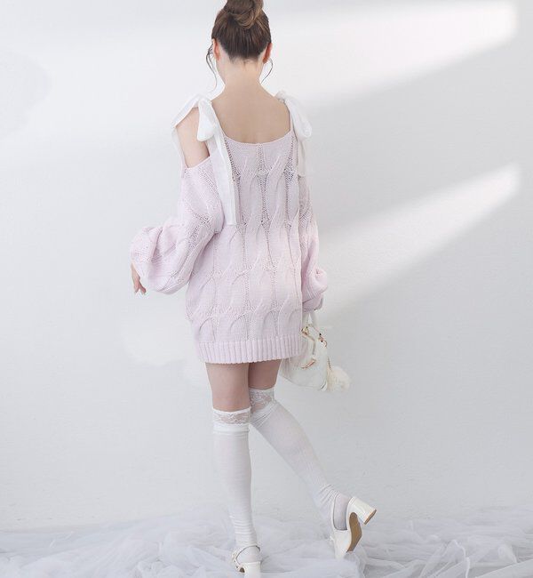  「ミルキーパレットニットミニワンピ／肩リボン取り外し可」|ワンピース|