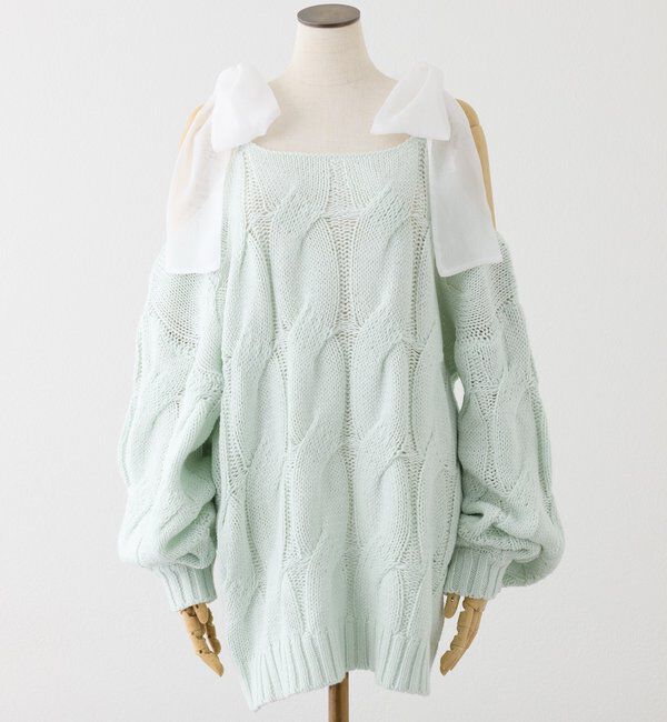  「ミルキーパレットニットミニワンピ／肩リボン取り外し可」|ワンピース|