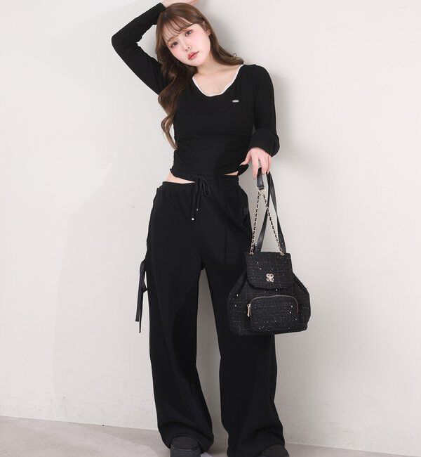  「【セットアップ可能】サイドカットレースアップスウェットパンツ」|その他|