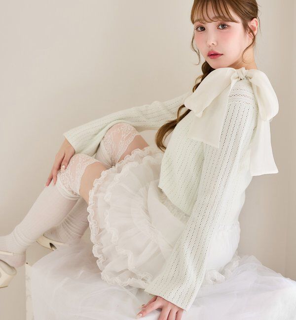  「肩リボン取り外し可能カップ付きシャーリングインナー」|プルオーバー|