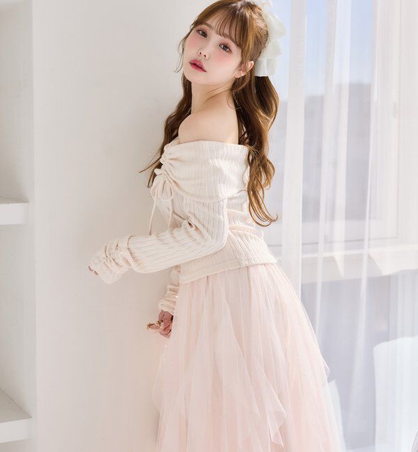  「ドロストリボンオフショルトップス」|プルオーバー|