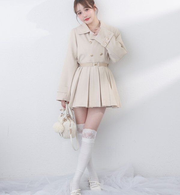  「【SMサイズ展開あり】ウエストベルトプリーツミニトレンチ」|その他|