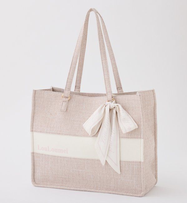  「【LouLoumei】スカーフ付ツイード横長キャリーオントート／自立可能／推し活」|ショルダー・メッセンジャー|