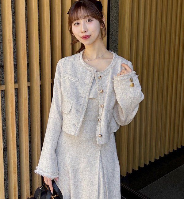  「【miyabi企画】フリルツイードキャミワンピ」|その他|