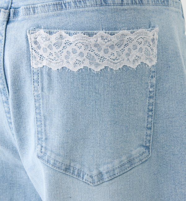  「【ウエスト調整可】レースポケットワイドデニム/SMサイズ展開あり」|その他|