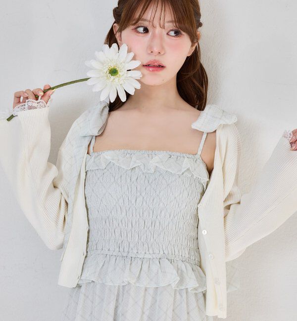  「【SMサイズ展開あり】肩リボンシャーリングワンピース」|ワンピース|