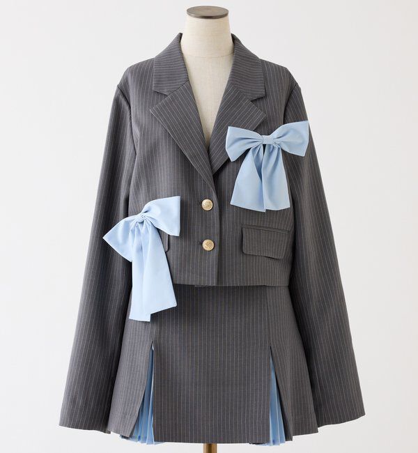  「【セットアップ可能】ビッグリボンテーラードジャケット」|ダウンベスト・ベスト|