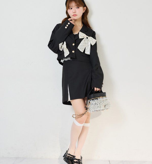  「【セットアップ可能】ビッグリボンテーラードジャケット」|ダウンベスト・ベスト|