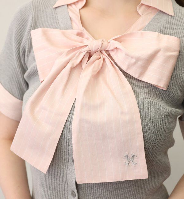  「【リボン取り外し可能】リボンシャツドッキングニット」|ニット・セーター|