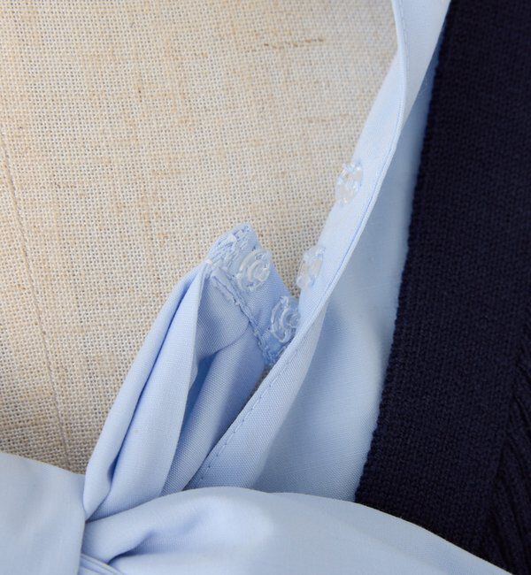  「【リボン取り外し可能】リボンシャツドッキングニット」|ニット・セーター|