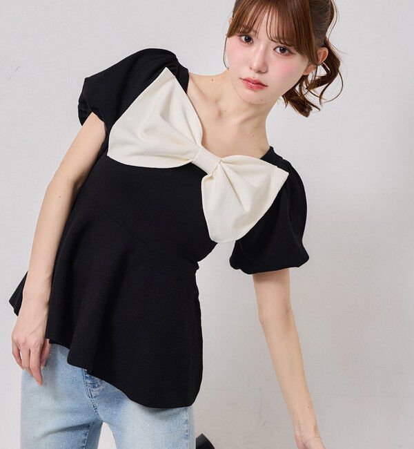  「リボンニットチュニック」|ニット・セーター|