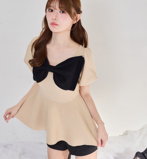  「リボンニットチュニック」|ニット・セーター|