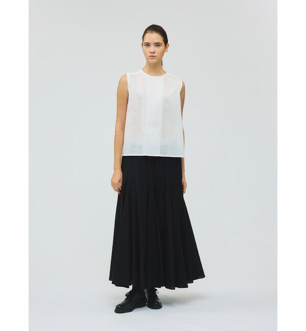 mizuiro ind「mizuiro ind ピンタック＆レースノースリーブプルオーバー」|シャツ・ブラウス|