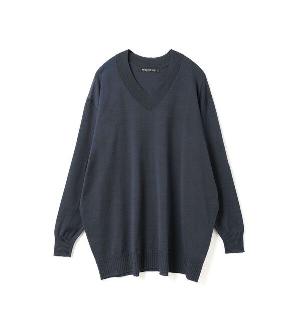 mizuiro ind「mizuiro ind Vネックワイドプルオーバー」|ニット・セーター|ネイビー
