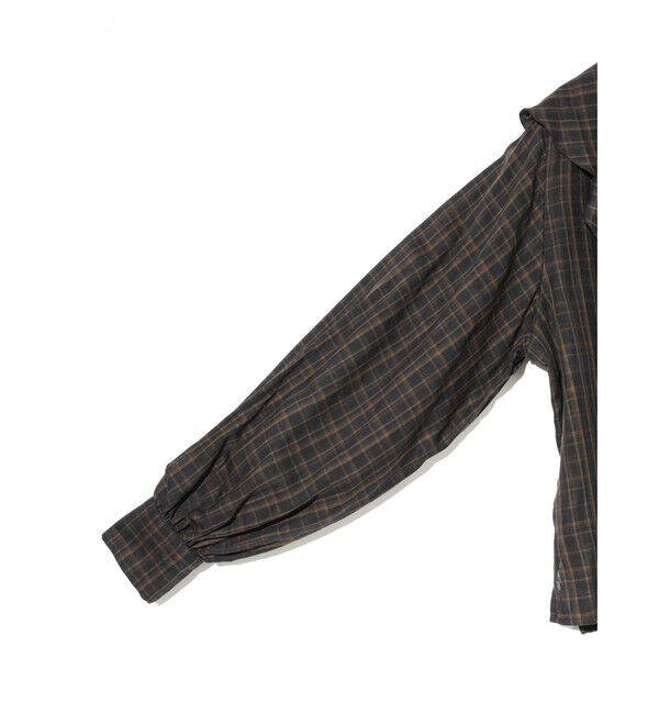 MIDIUMISOLID「MIDIUMISOLID for Ladies チェックビッグフリルカラーブラウス」|シャツ・ブラウス|