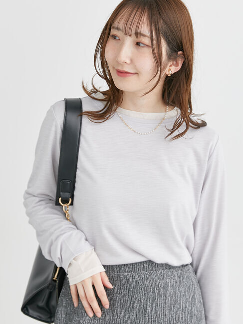 Te chichi TERRASSE「レイヤードセットロングTシャツ《2025spring catalog item》」|Tシャツ・カットソー|グレー