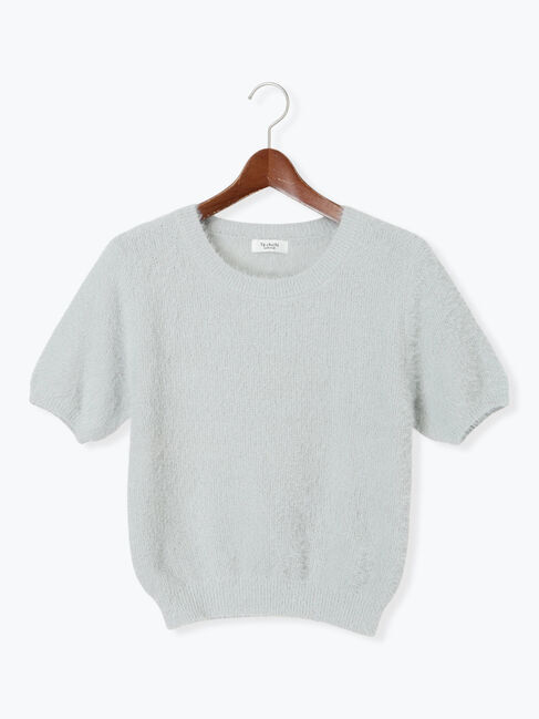 Te chichi TERRASSE「ラメシャギーハーフスリーブニット」|ニット・セーター|グレー