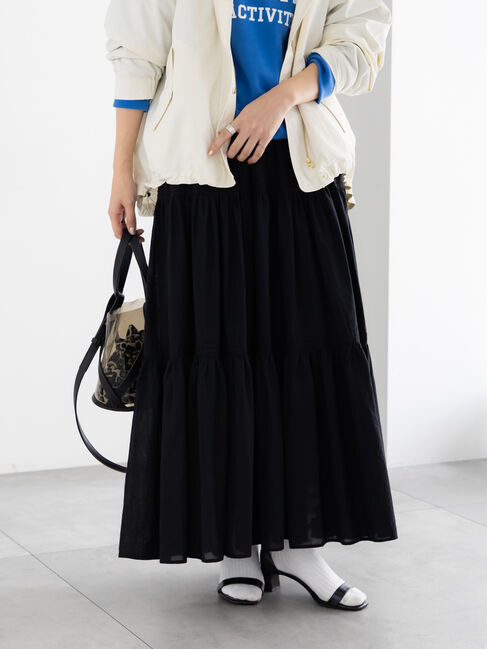 Te chichi「コットンボイルティアードスカート《2026 spring catalog item》」|スカート|ブラック