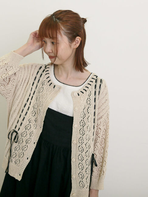 Samansa Mos2「透かし編み前後2WAYリボンニット」|カーディガン|キナリ