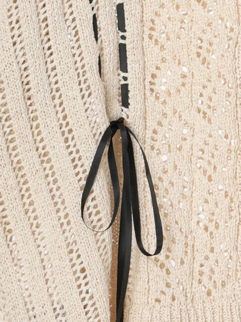 Samansa Mos2「透かし編み前後2WAYリボンニット」|カーディガン|