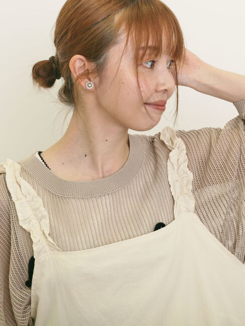 Samansa Mos2「テープロゴ刺繍ニットプルオーバー」|ニット・セーター|