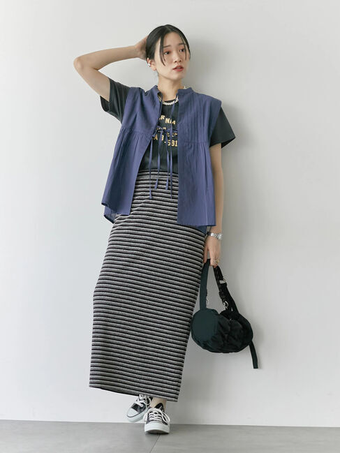 Samansa Mos2 blue「【Made in India】リボンベスト」|シャツ・ブラウス|