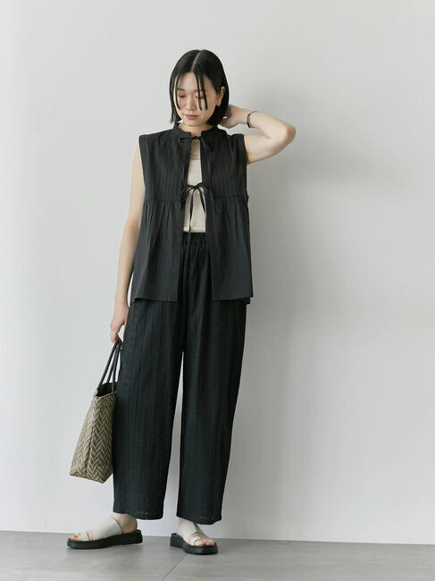 Samansa Mos2 blue「【Made in India】リボンベスト」|シャツ・ブラウス|