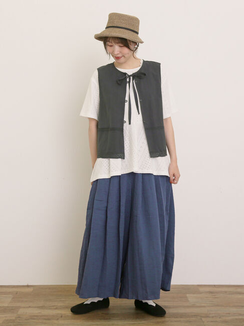 Samansa Mos2「レース付きリボン開きベスト」|ダウンベスト・ベスト|