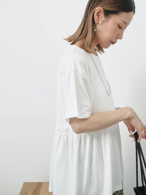 Samansa Mos2 blue「フリルチュニック」|Tシャツ・カットソー|